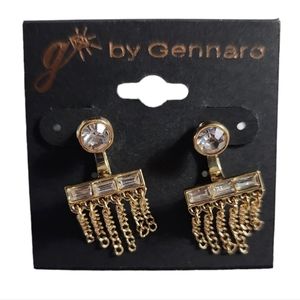 NWT G by Gennaro Gold Toned Crystal Dangle Post Earrings